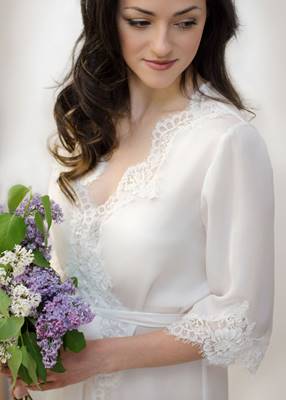 OPHELIA Lace Trim Bridal Robe