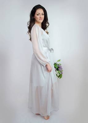 EVA Long Robe - Grey Pearl For Brides