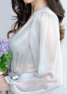 EVA Long Robe - Grey Pearl For Brides