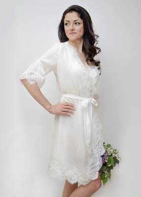 OPHELIA Lace Trim Bridal Robe