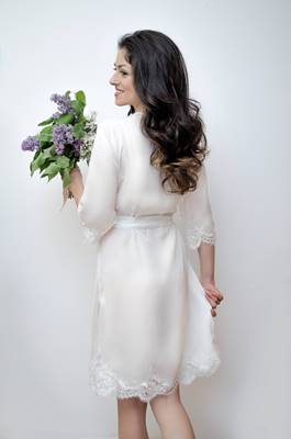 OPHELIA Lace Trim Bridal Robe