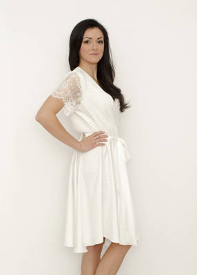 MONIQUE Lace Sleeves Bridal Robe