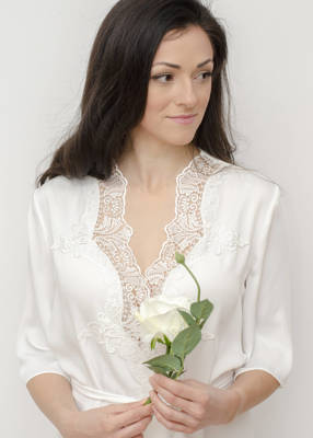 DIANA Lace Trim Bridal Robe