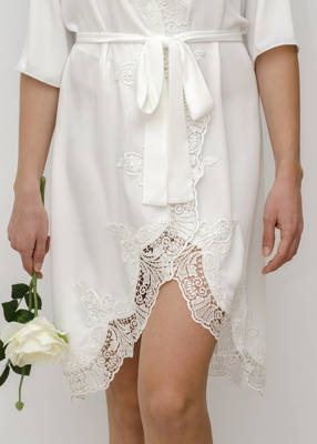 DIANA Lace Trim Bridal Robe