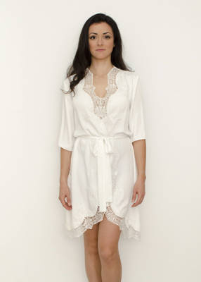 DIANA Lace Trim Bridal Robe