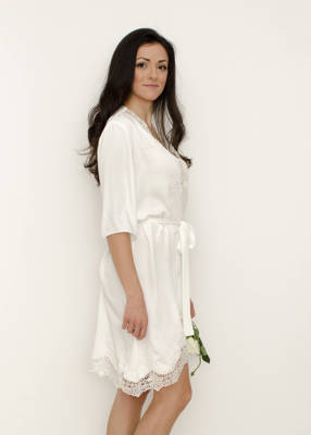 DIANA Lace Trim Bridal Robe